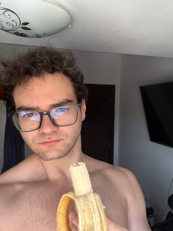 Person prepares creatine supplement and banana snack in Bulgaria
