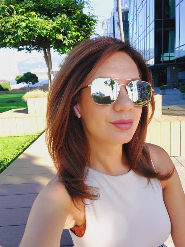 Selfie session outside a glass building in Sofia