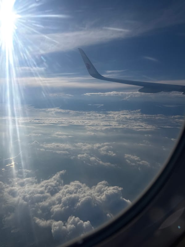 Air China passenger documents flight experience over Tashkent region