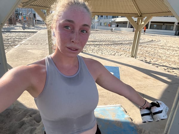 Sun-soaked selfie on a Tel Aviv beach in July