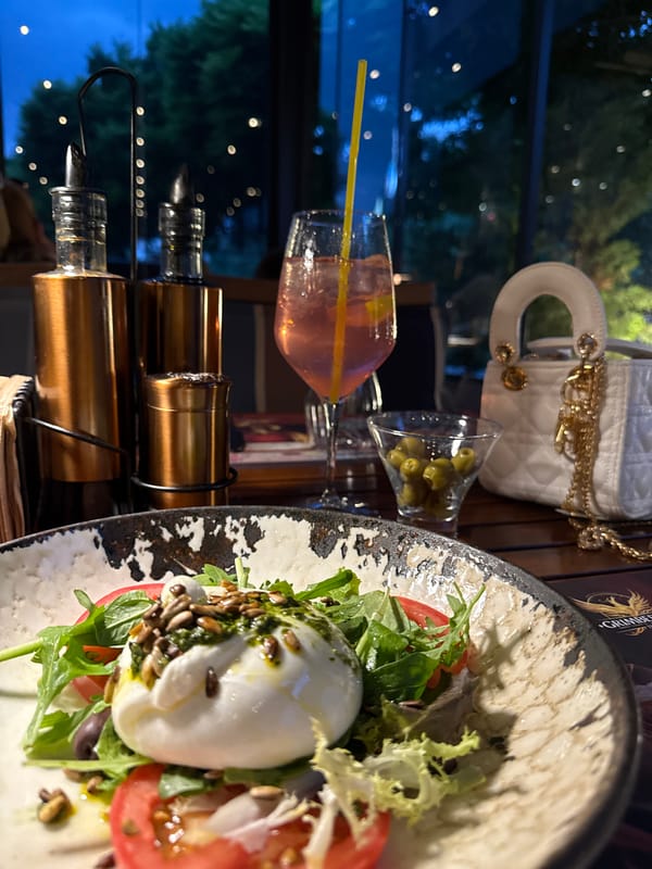 Burrata salad served at a Plovdiv restaurant
