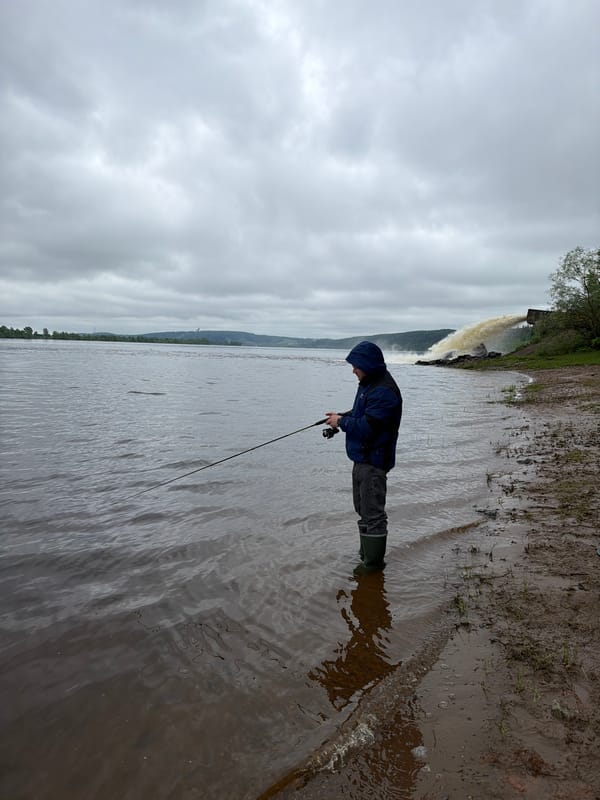 Early morning fishing session documented in Chernushka, Russia