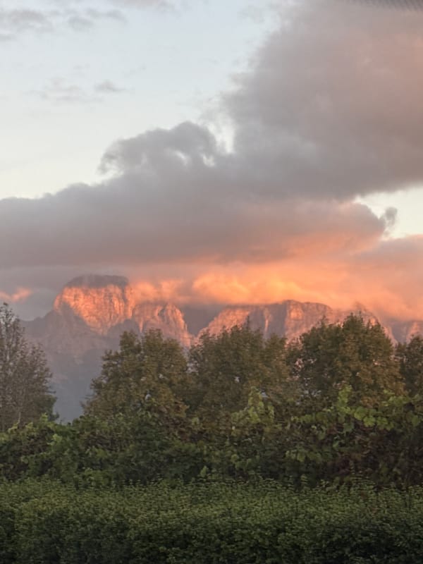 Twilight mountain peaks captured in South Africa's Drakenstein region