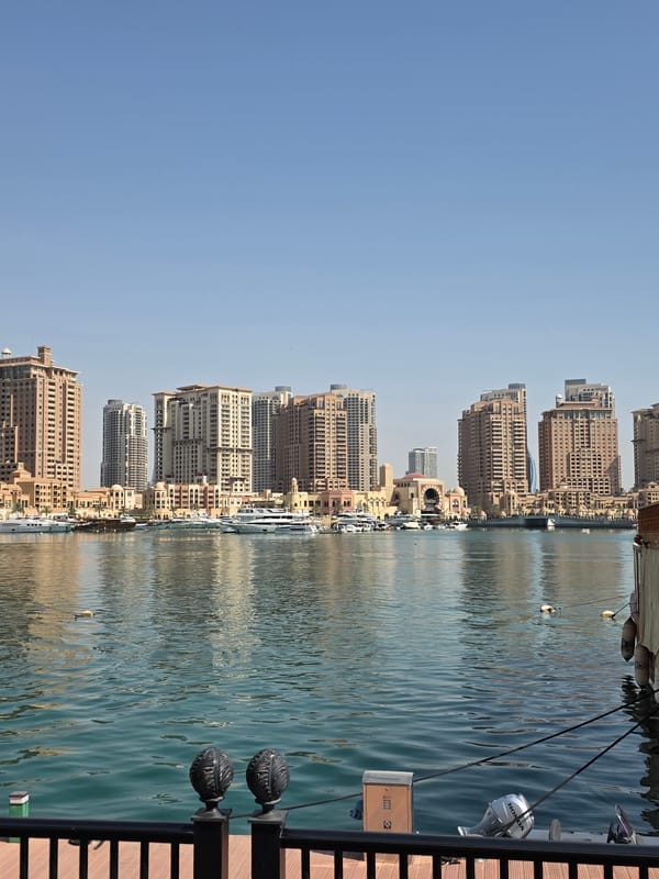 Morning scenes documented at Pearl-Qatar luxury district, Doha