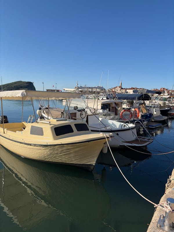 Morning marina walk documented in Budva, Montenegro