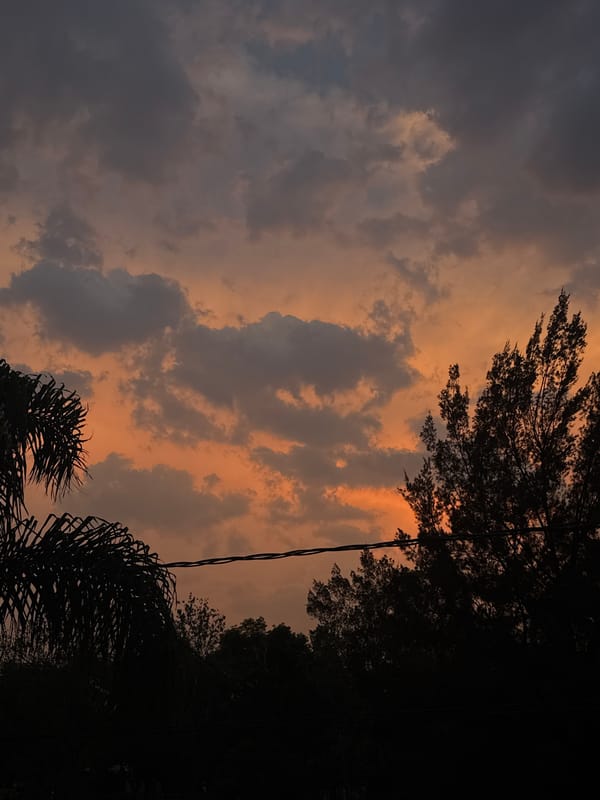 Sunset observed through cloudy skies in Puebla, Mexico