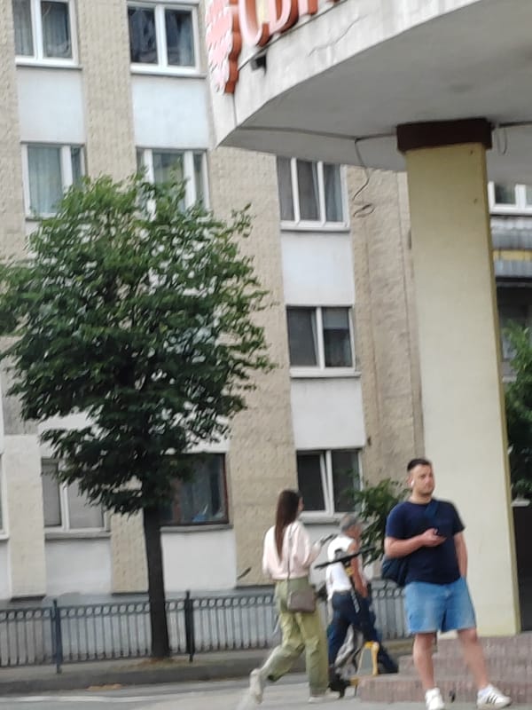 Everyday street life at a Brest, Belarus intersection