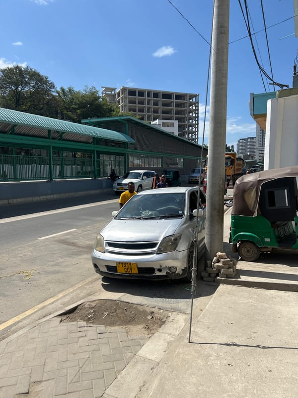 Street-level snapshot of Dar es Salaam on a sunny morning