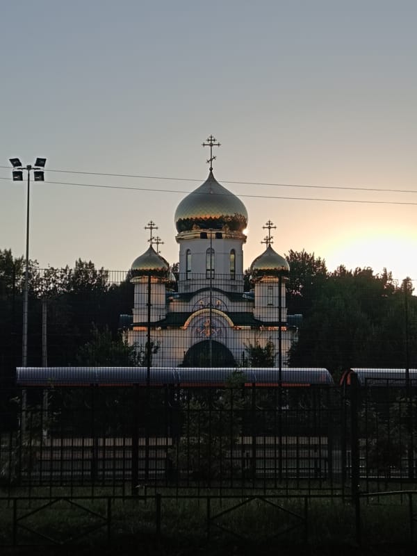Saint Petersburg Orthodox churches at golden hour