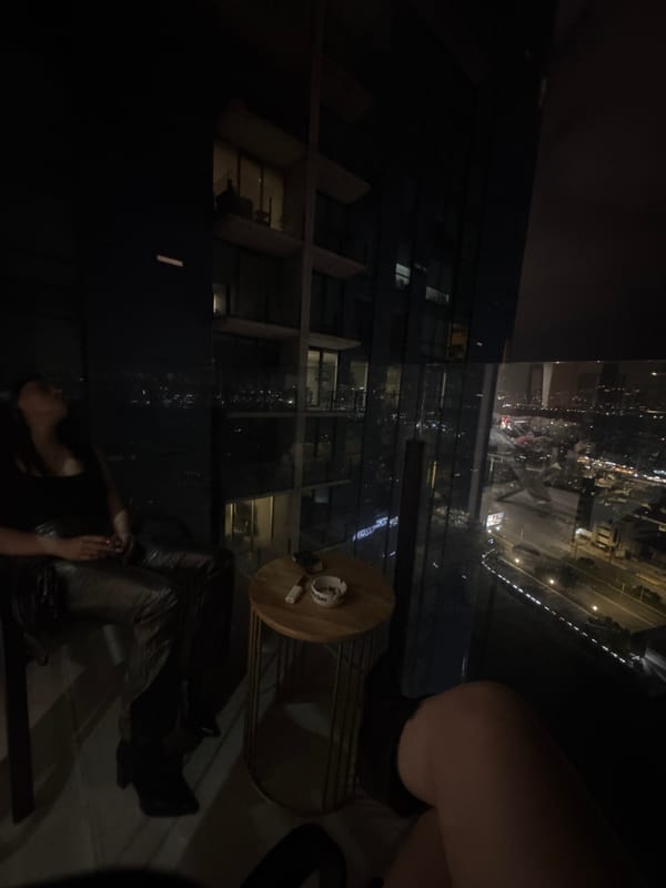 Nighttime cityscape viewed from high-rise in San Pedro Garza García