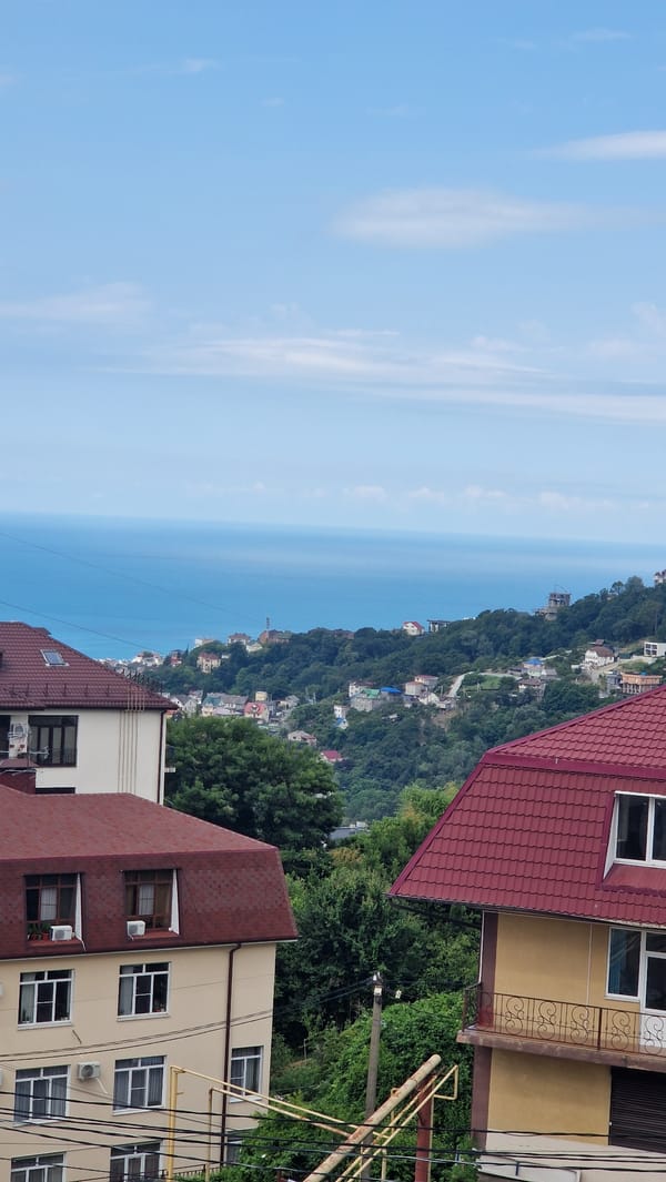 Balcony views over a Black Sea hillside town, Baranovka