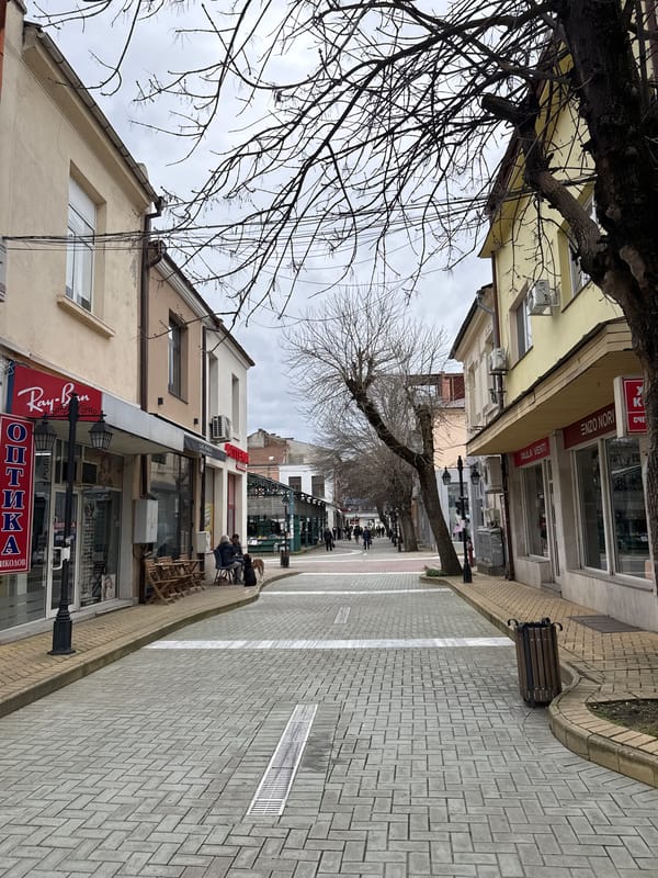 Morning street scene captured in Haskovo, Bulgaria