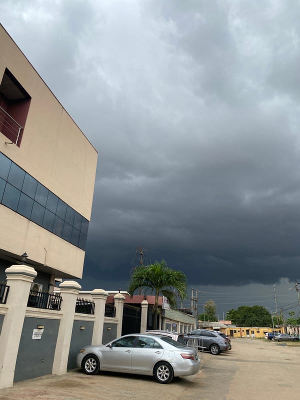 Storm clouds gather over Lagos streets Monday afternoon