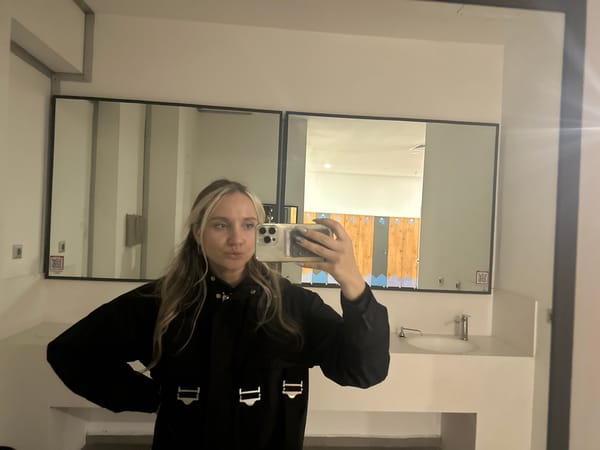 Woman takes mirror selfies in Esenyurt, Turkey