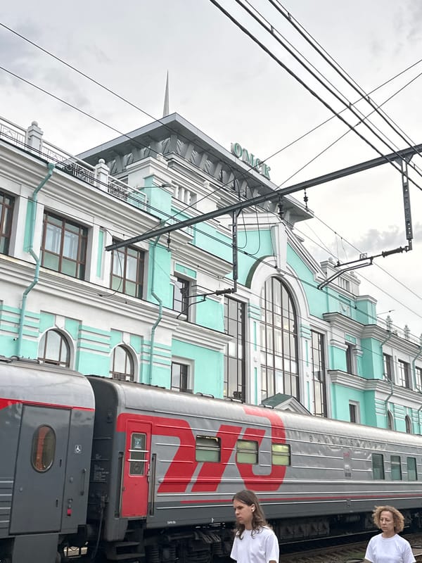 Omsk's main railway station on a stormy July afternoon