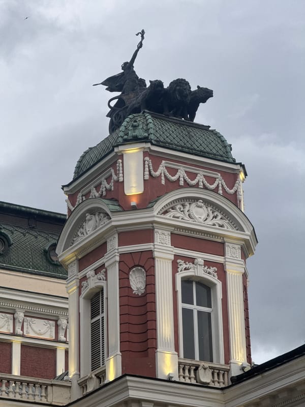 Tourist documents Sofia landmarks and street life in afternoon walkthrough