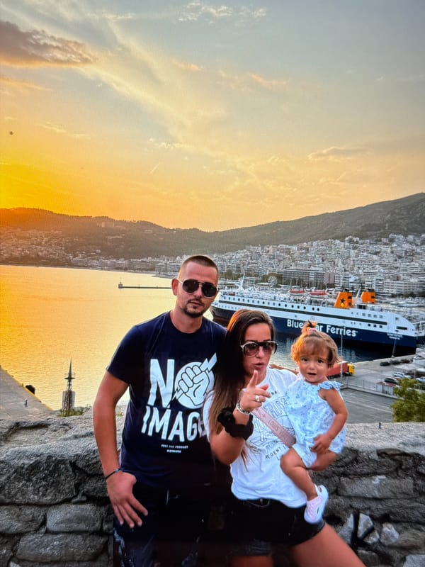 Family captures sunset photos overlooking Burgas port city