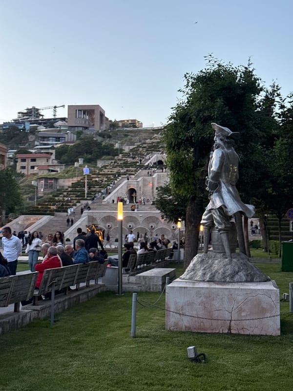 Crowds gather at Yerevan Cascade monument in Armenia