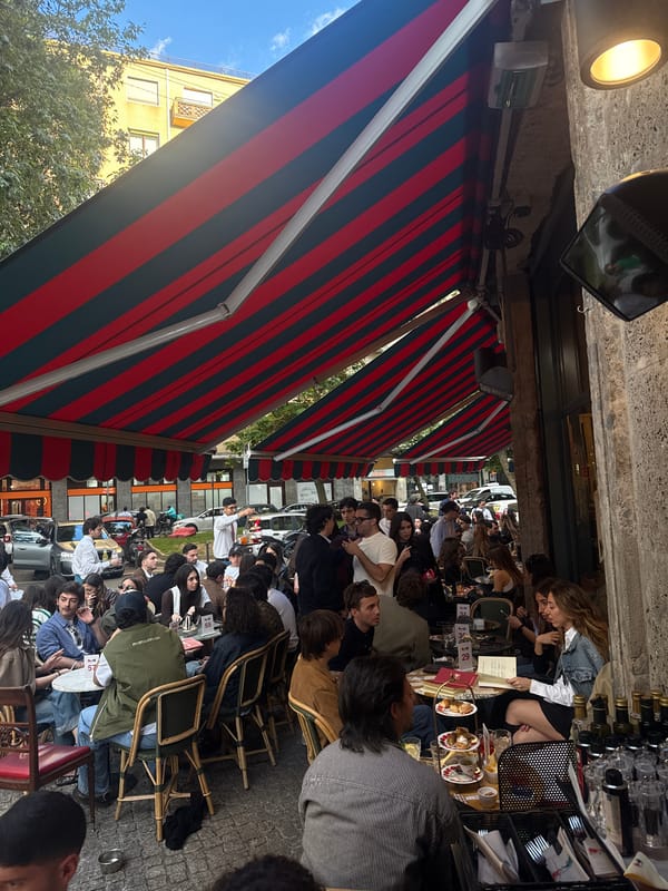 Milan street life: cafe dining and retail displays captured