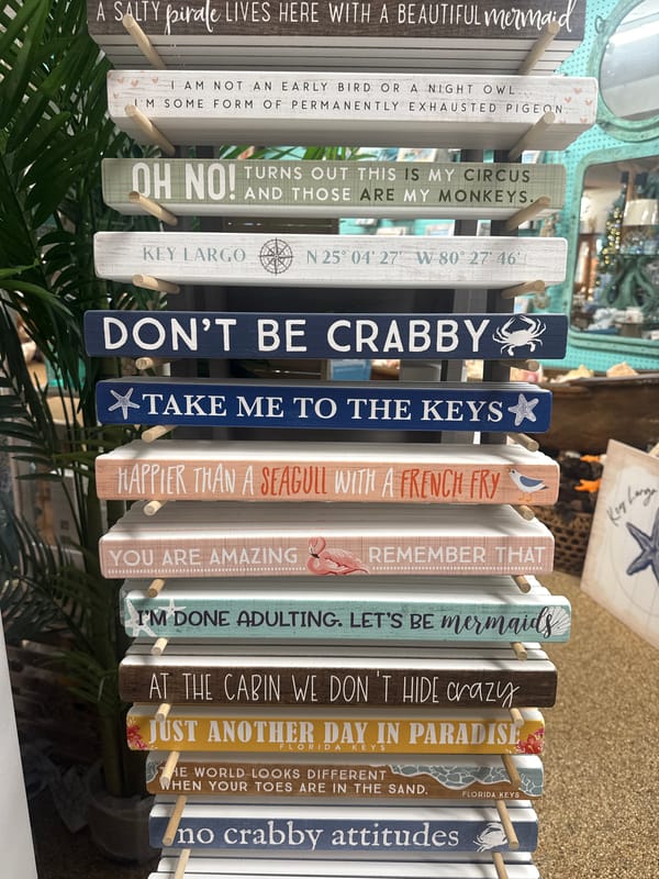 Tourist shops beach souvenirs in Key Largo Florida
