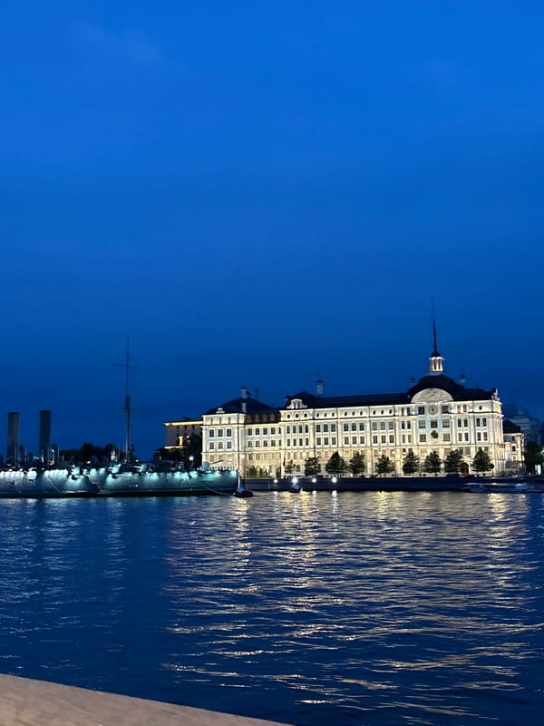 Saint Petersburg waterfront on a white night in late June