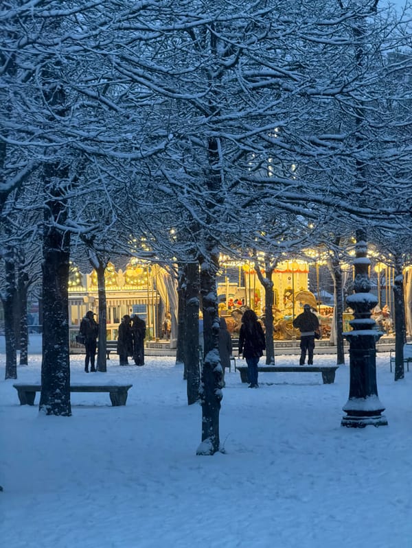 Heavy Snow Blankets Central Paris Landmarks, Louvre and Tuileries