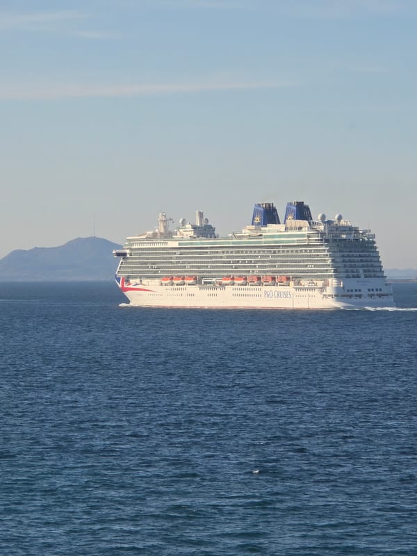 Cruise ship Britannia spotted sailing near Randaberg, Norway