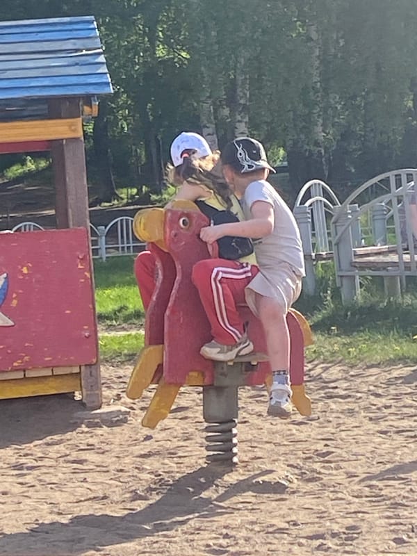 Spring afternoon life captured across Chaikovsky, Russia playgrounds and streets