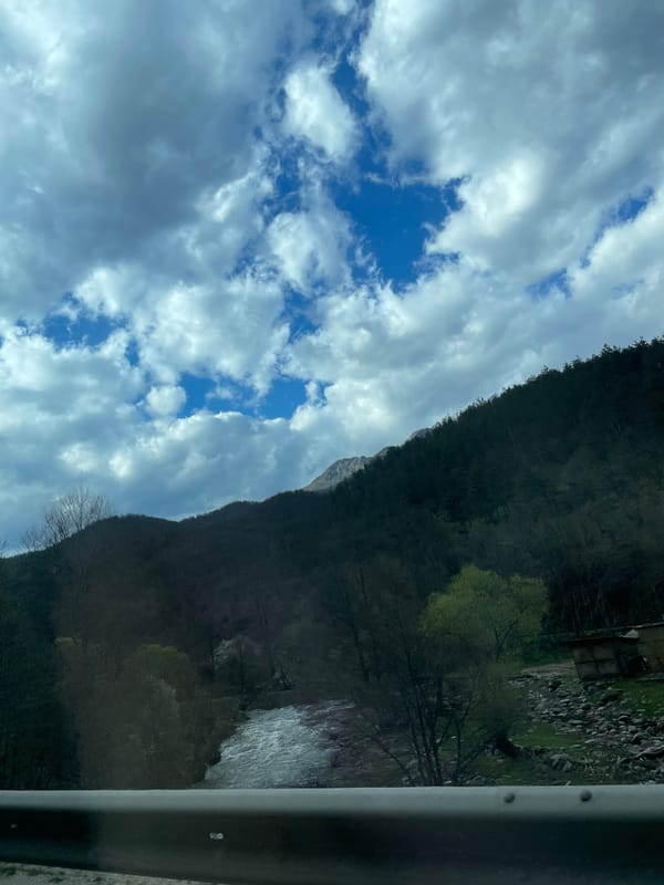 Mountain landscape with water structure observed in Kostandovo, Bulgaria