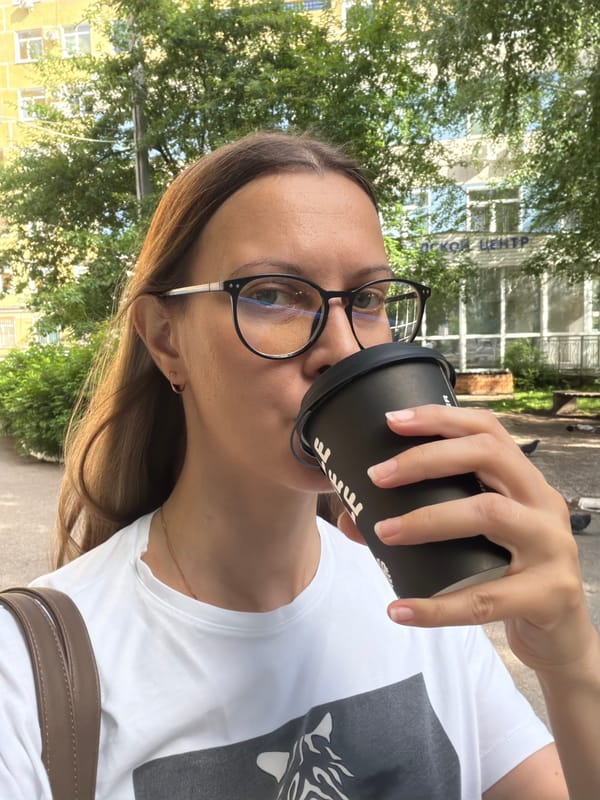 Coffee, salad, and a quiet afternoon at home in Perm
