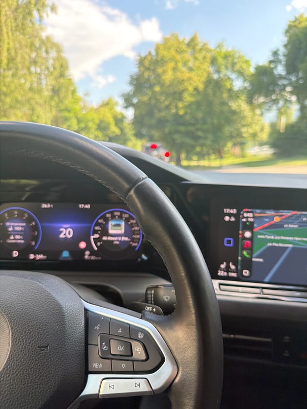 Driver's perspective view captured inside vehicle in Sofia