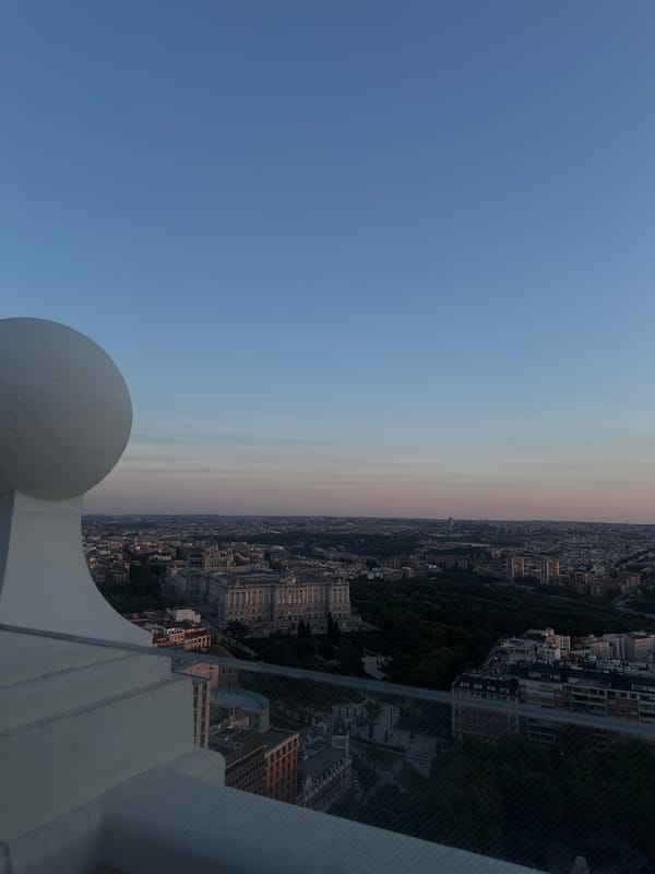 Rooftop drinks in Madrid at golden hour