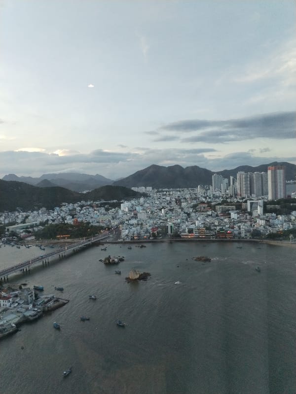 Aerial views document Nha Trang cityscape and coast