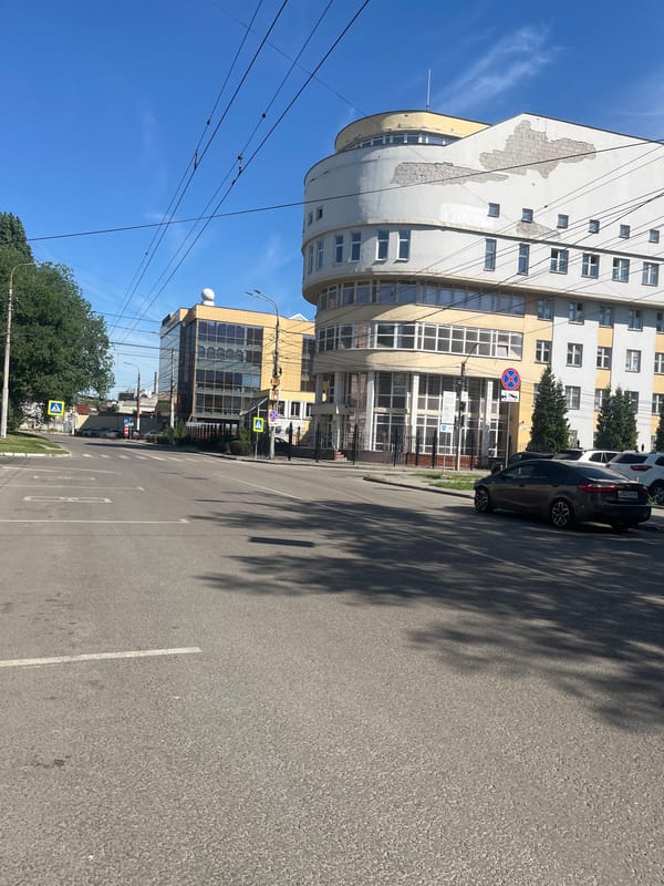 Morning light and tree shadows on a Voronezh street