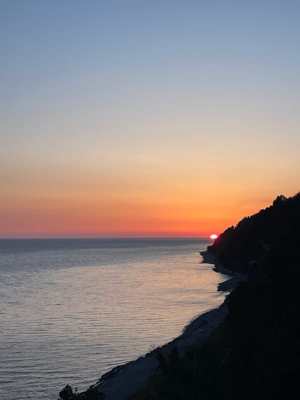 Coastal sunset or sunrise observed in Abaata, Abkhazia