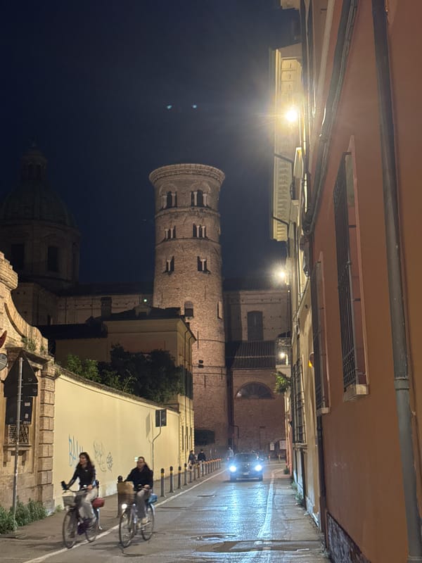 Evening documentation of Ravenna's architectural and artistic landscape