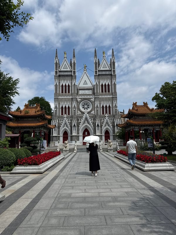 Gothic cathedral exterior views in Beijing's Xicheng District