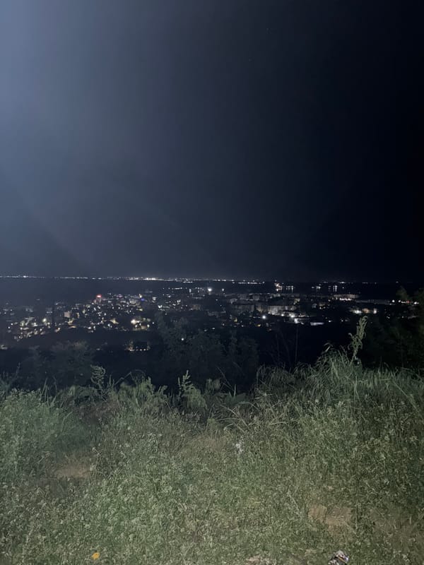 Nighttime cityscape captured overlooking Silistra, Bulgaria