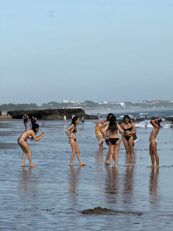 Morning beach life documented in North Kuta, Indonesia
