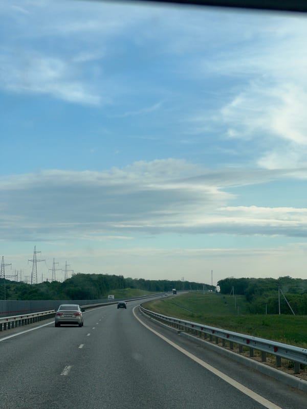 Traffic flows on highway near Inkerman, Ukraine