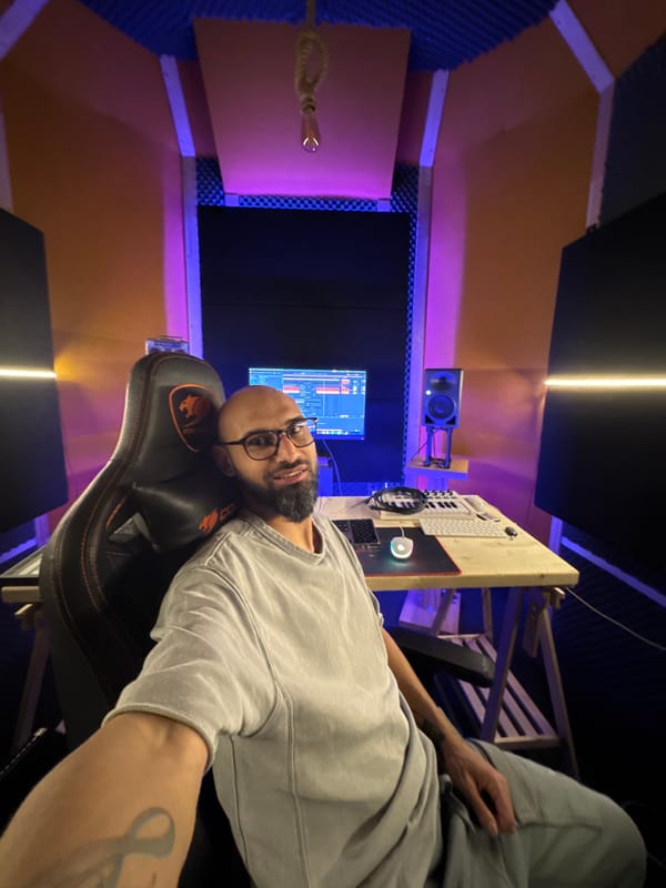 Music producer works in professional studio in Plovdiv