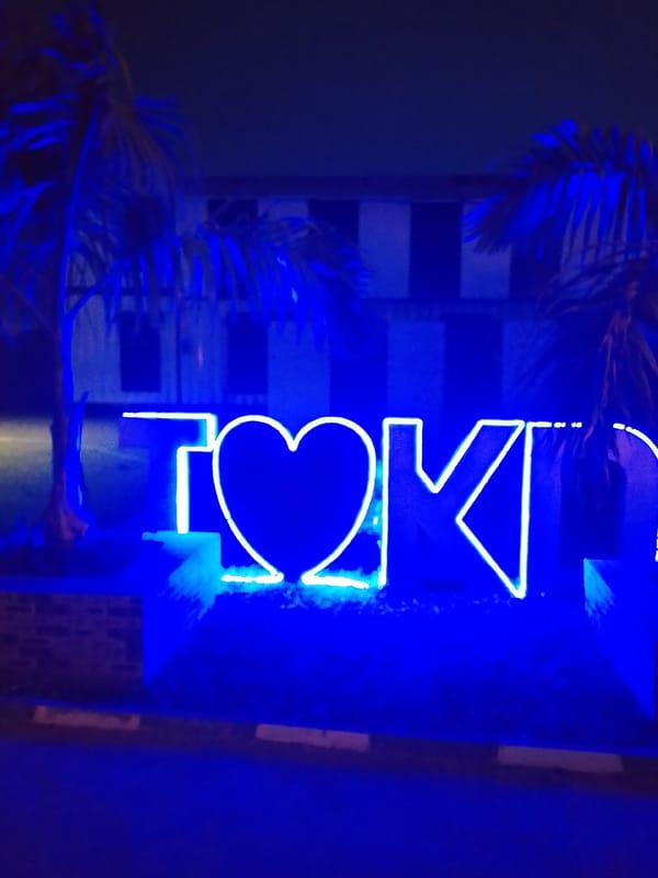 Evening scenes captured around illuminated resort area in Rido, Nigeria