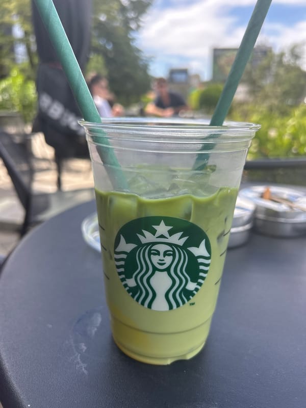 Sofia residents document matcha latte, person on screen Saturday afternoon