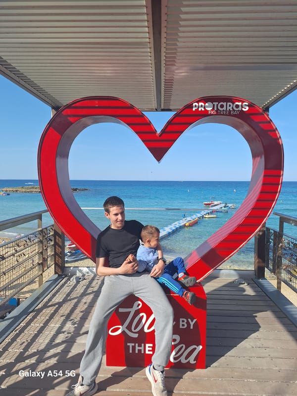 Father and child enjoy scenic visit to Protaras landmark