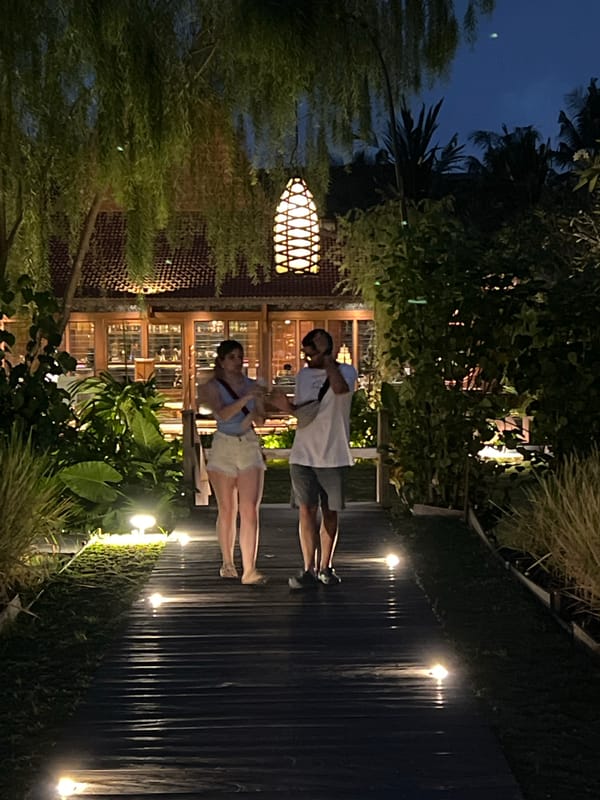 Evening resort and dining scenes captured across Ubud District