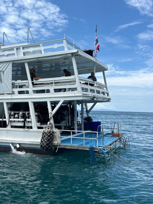 Dive boat morning on the Andaman Sea near Ao Nang