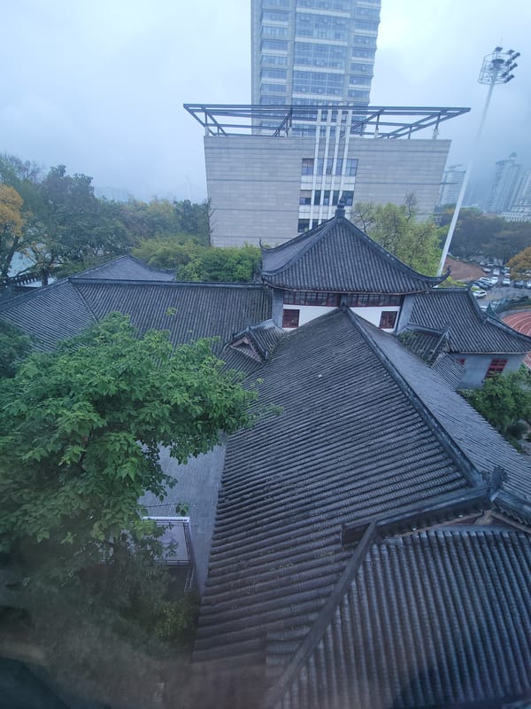 Traditional buildings and modern cityscape captured in Shapingba District