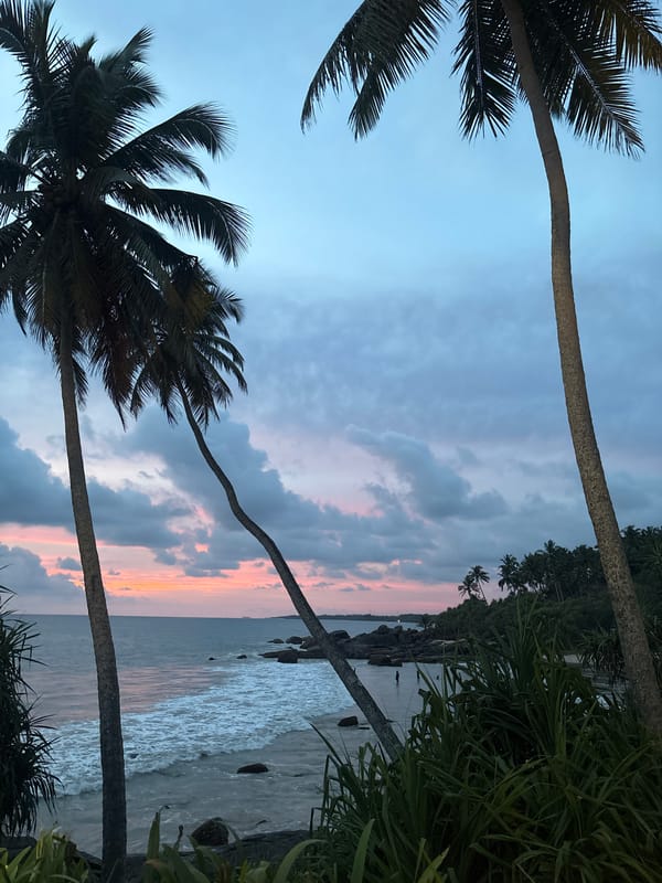 Twilight beach scene captured in Ahungalla, Sri Lanka