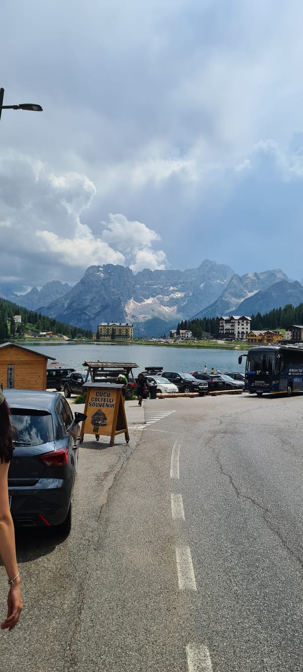 Lakeside afternoon at Auronzo di Cadore, Dolomites backdrop