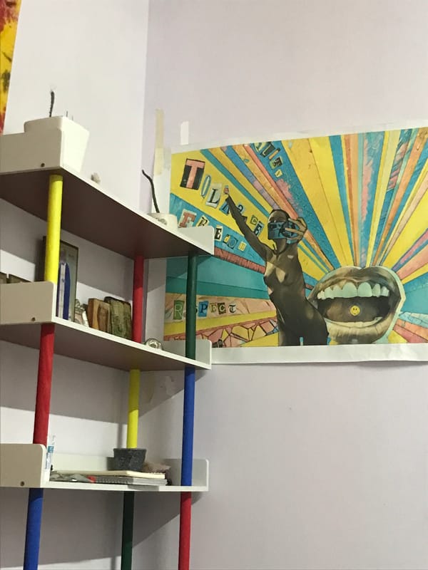 Colorful shelf with currency, items observed in Nha Trang